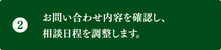 お問い合わせ内容を確認し、相談日程を調整します。